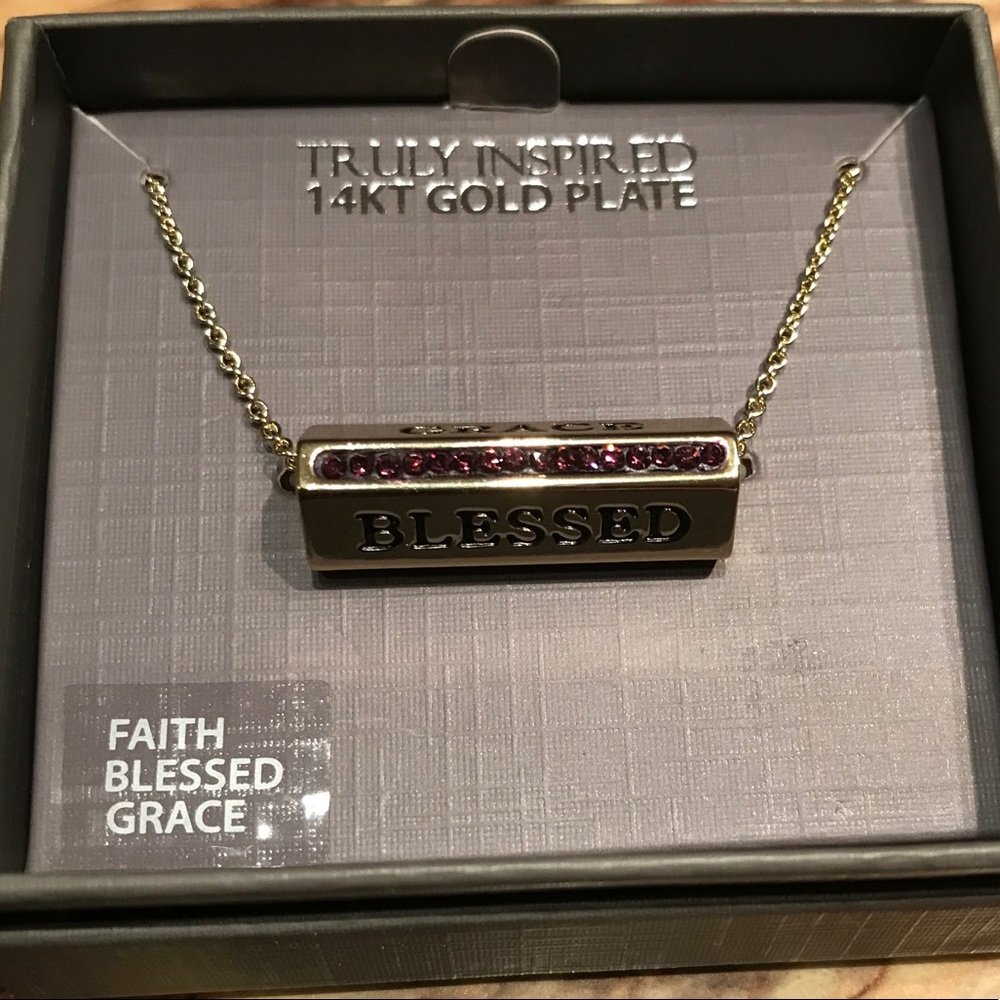 Gold plated necklace with pink gems